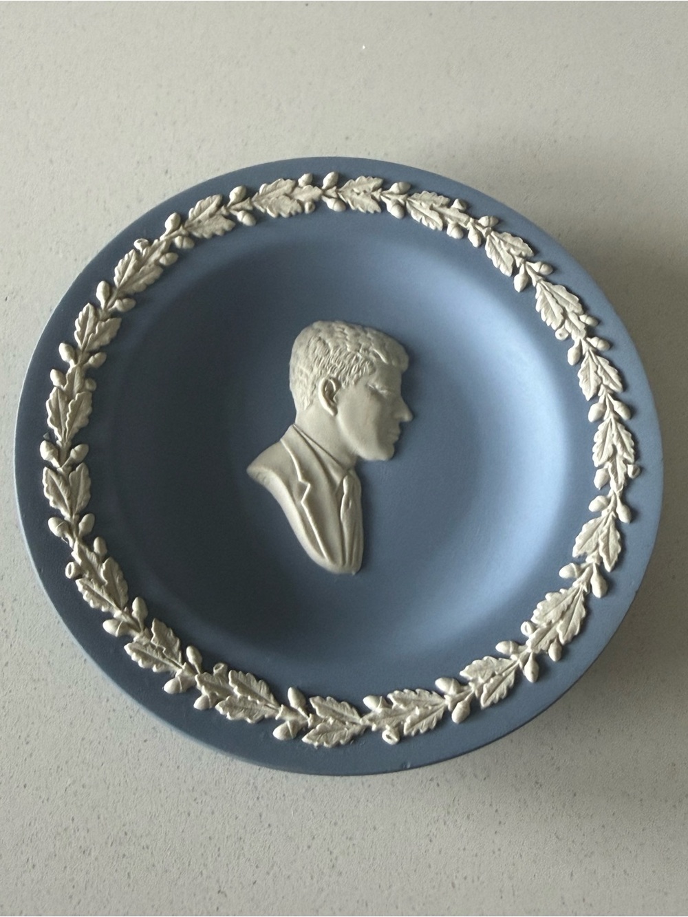 Vintage Wedgewood Blue Jasperware JFK Commerative Trinket Dish